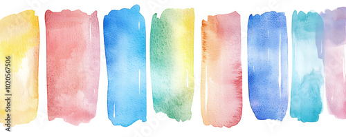 A vibrant collection of hand-drawn multicolor watercolor stripes photo