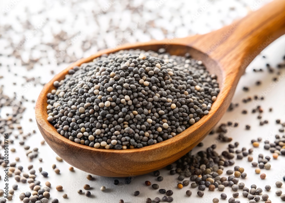 A wooden spoon holds chia seeds, embodying a nutritious superfood ideal for enhancing wellness and nutrition, brimming with essential nutrients and versatile applications. A wooden spoon holds chia seeds, embodying a nutritious superfood ideal for enhancing wellness and nutrition, brimming with essential nutrients and versatile applications.