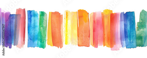 A vibrant collection of hand-drawn multicolor watercolor stripes photo