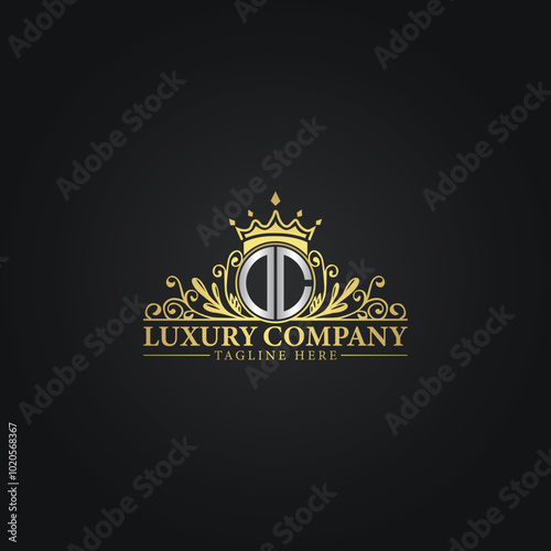 Luxury Monogram Logo with Crown and Flourish Design