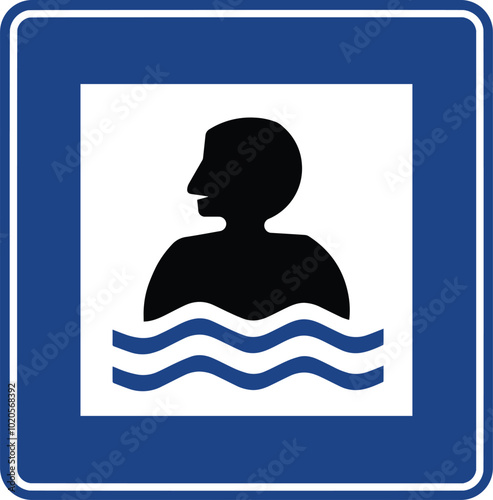 Swimming pool, Road signs in Turkey. Standard traffic signs on Turkish highways. (Turkish: Karayollari standart trafik isaret levhalari, Bilgi isaretleri)