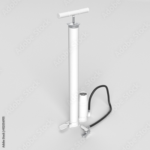 3D white mockup bike pump on white background
