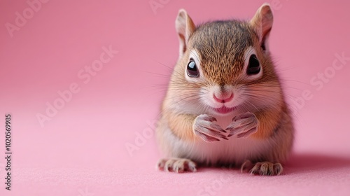 Cute Smiling Animal in Playful Pose on Soft Pastel Background