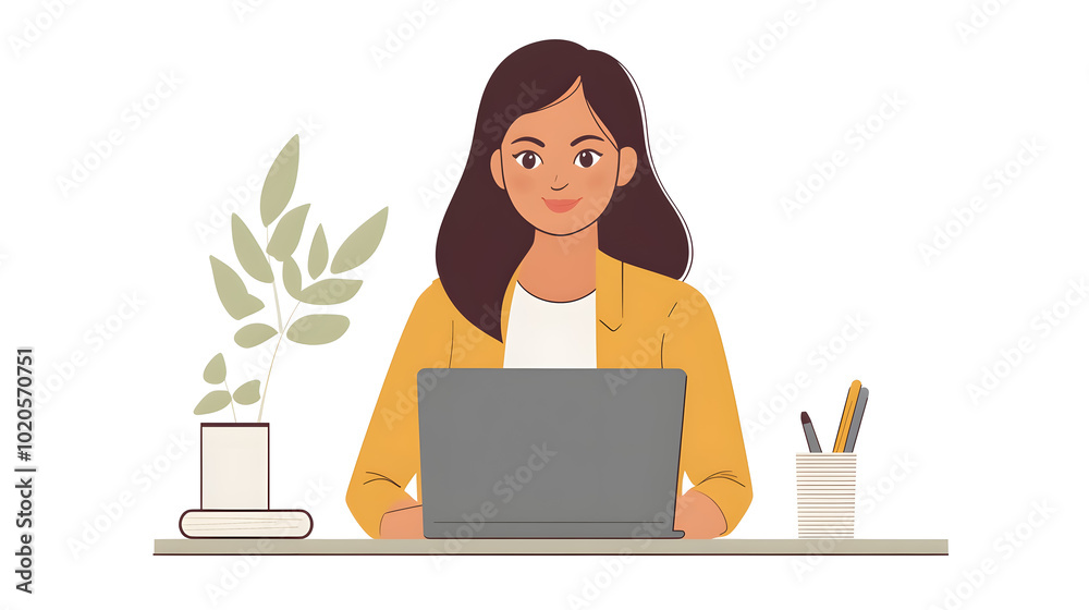 A businesswoman having a video call on a laptop. A businesswoman having a video call on a laptop.