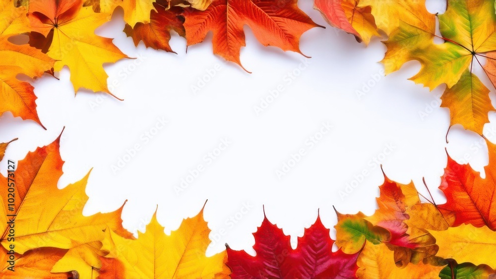 autumn background with yellow, red and orange autumn leaves, with space for text. Frame with autumn leaves autumn background with yellow, red and orange autumn leaves, with space for text. Frame with autumn leaves