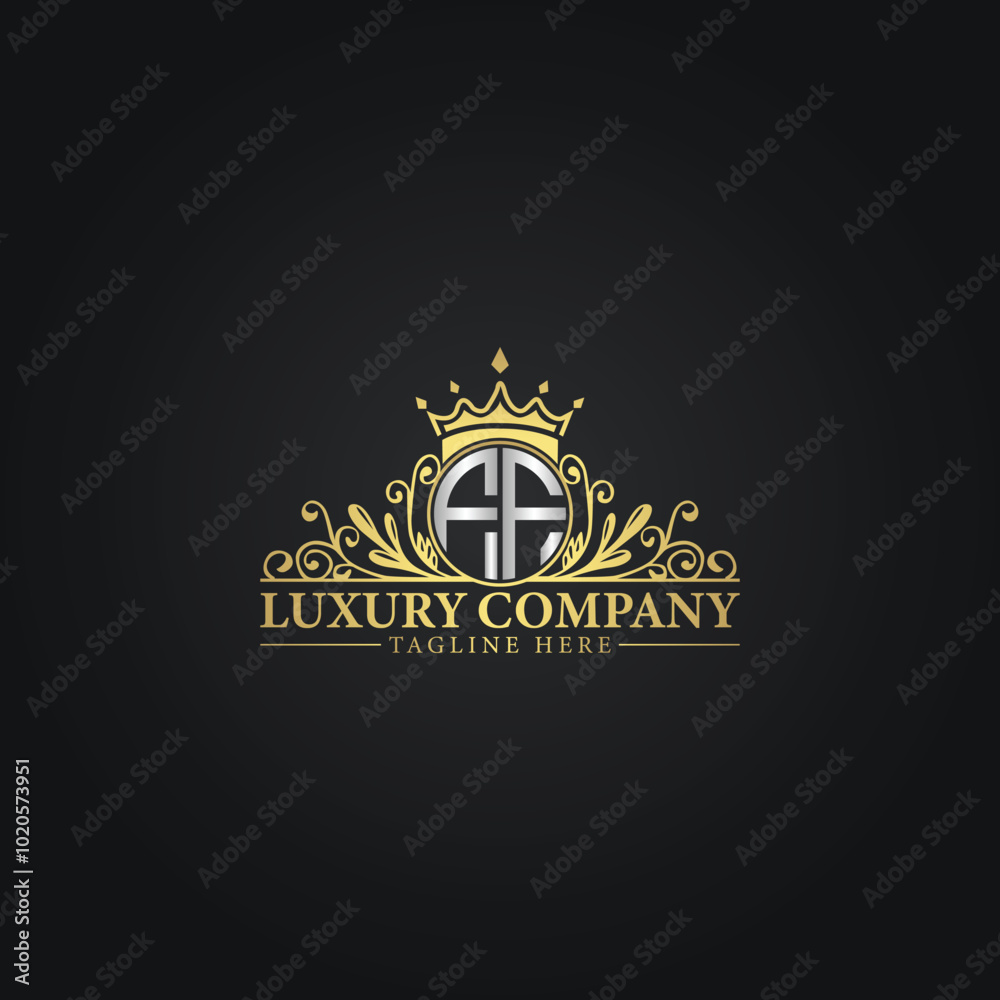 Fototapeta premium Luxury Crown Logo with Elegant Flourishes and Monogram