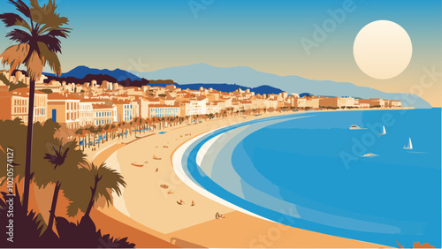 Strolling the Promenade A Vector Art of Nice, France's Iconic Seafront