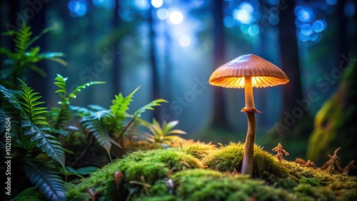 Wallpaper Mural Forced Perspective glowing mushroom in the jungle with night background Torontodigital.ca