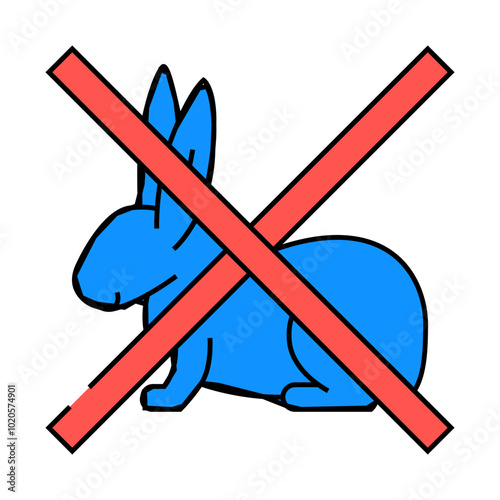 not tested on animals product label warning line icon vector. not tested on animals product label warning sign. isolated symbol illustration