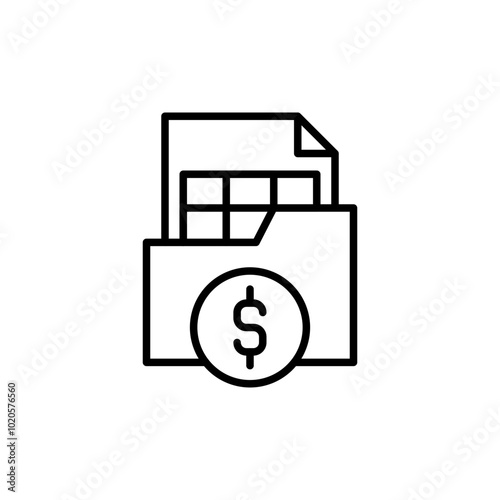 Financial report outline icons, minimalist vector illustration ,simple transparent graphic element .Isolated on white background