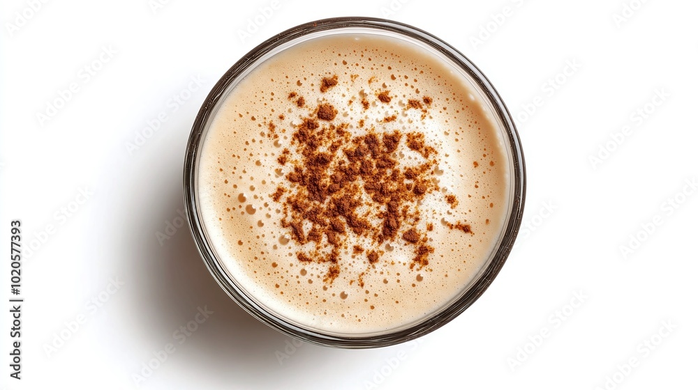 cappuccino coffee in a glass cup with creamy foam, view from above, isolated on white background, delicious hot drink perfect for cafes and coffee lovers, barista style cappuccino cappuccino coffee in a glass cup with creamy foam, view from above, isolated on white background, delicious hot drink perfect for cafes and coffee lovers, barista style cappuccino
