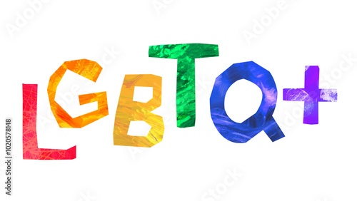 LGBTQ word png, colorful paper craft collage, transparent background