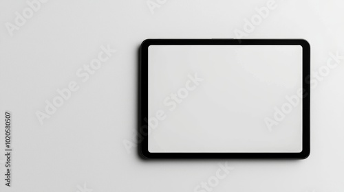 Horizontal black tablet with a blank screen, minimalist design, suitable for mockups of apps, digital artwork, or presentation templates