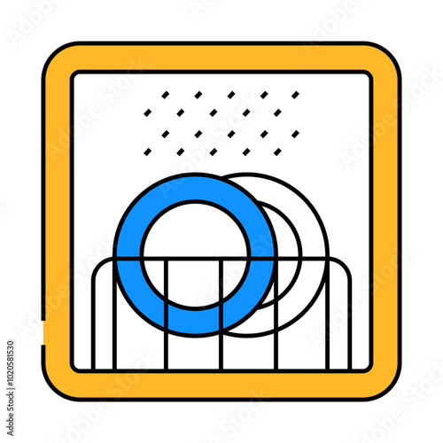 dishwasher safe product label warning line icon vector. dishwasher safe product label warning sign. isolated symbol illustration