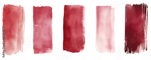 A striking collection of hand-drawn red watercolor stripes in various tones photo