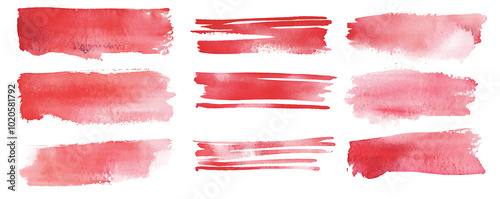 A striking collection of hand-drawn red watercolor stripes in various tones photo