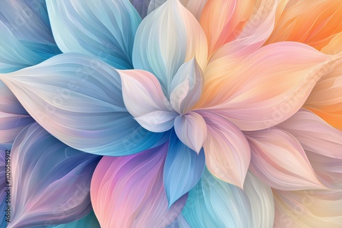 Vibrant abstract flower with glowing, multi-layered petals in a spectrum of colors, ideal for fantasy illustrations, abstract art, or mystical design concepts