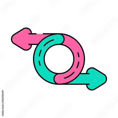 reversible product label caution line icon vector. reversible product label caution sign. isolated symbol illustration