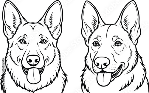 German Shepherd Dog Line art Contour vector illustration Continuous line drawing.