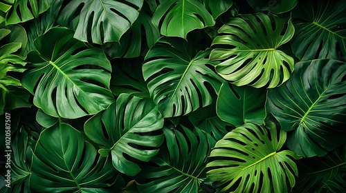 Vibrant Tropical Foliage Wallpaper Close Up.