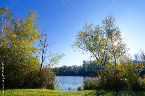 Country path in the Episy ponds. French Gâtinais Regional Nature Park photo