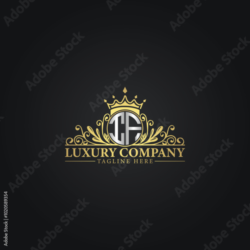 Luxury Monogram Logo with Crown and Flourish Design