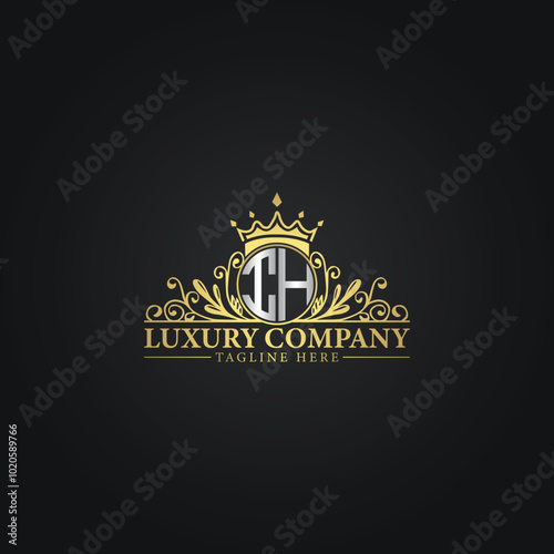 Luxury Monogram Logo with Crown and Flourish Design