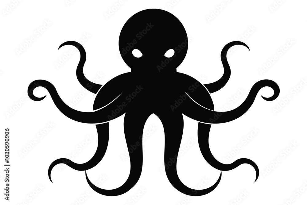 A Vector Illustration of an octopus silhouette in black color, a vector art illustration A Vector Illustration of an octopus silhouette in black color, a vector art illustration