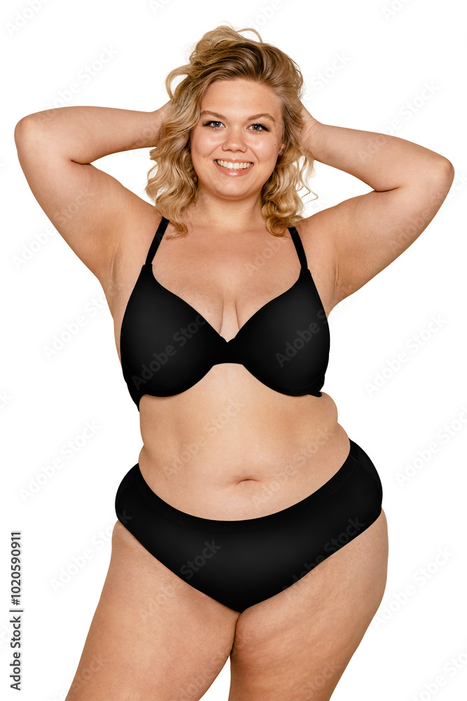 Naklejka premium Curvy woman png collage element, transparent background