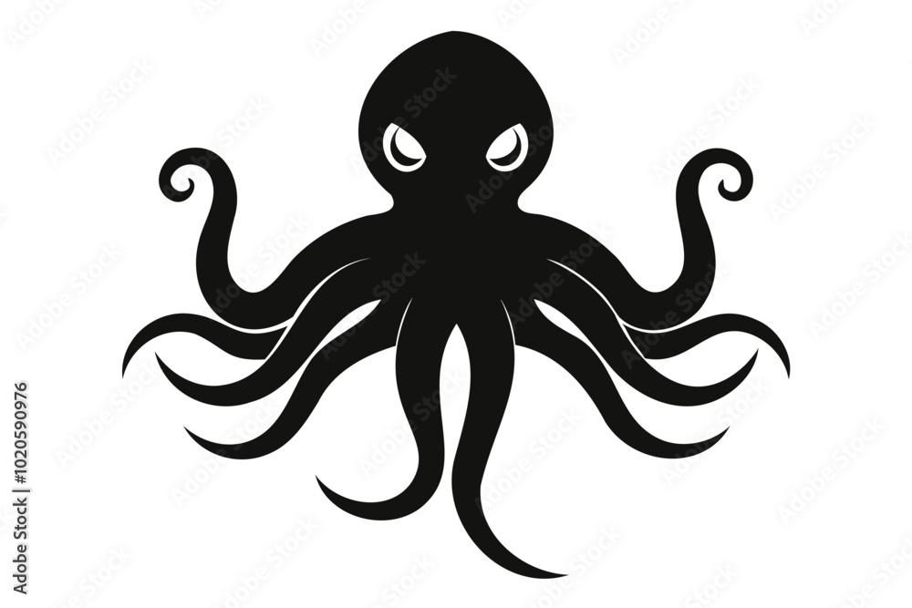 A Vector Illustration of an octopus silhouette in black color, a vector art illustration A Vector Illustration of an octopus silhouette in black color, a vector art illustration