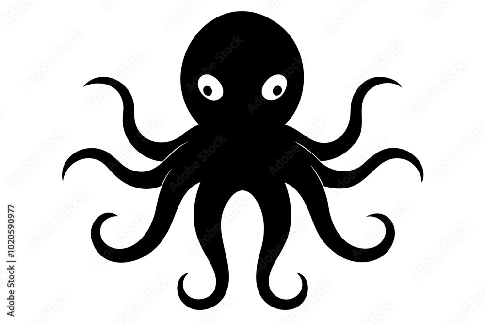 A Vector Illustration of an octopus silhouette in black color, a vector art illustration A Vector Illustration of an octopus silhouette in black color, a vector art illustration