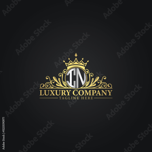 Luxury Monogram Logo with Crown and Flourish Design