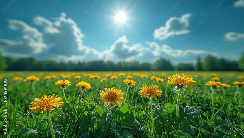 Sunny Meadow with Dandelions Sunny Meadow with Dandelions