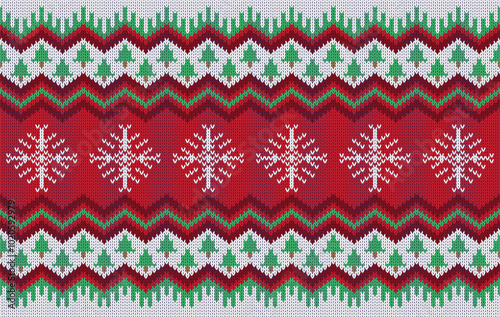 Knitted pattern seamless fabric Christmas snowflakes. traditional knitted pattern vector snowflakes. Designed for background ,wallpaper ,carpet ,clothing ,knitted pattern ,fabric ,embroidery ,textile