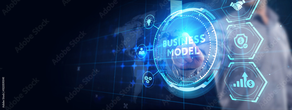 Business, Technology, Internet and network concept. Shows the inscription: BUSINESS MODEL. Business, Technology, Internet and network concept. Shows the inscription: BUSINESS MODEL.