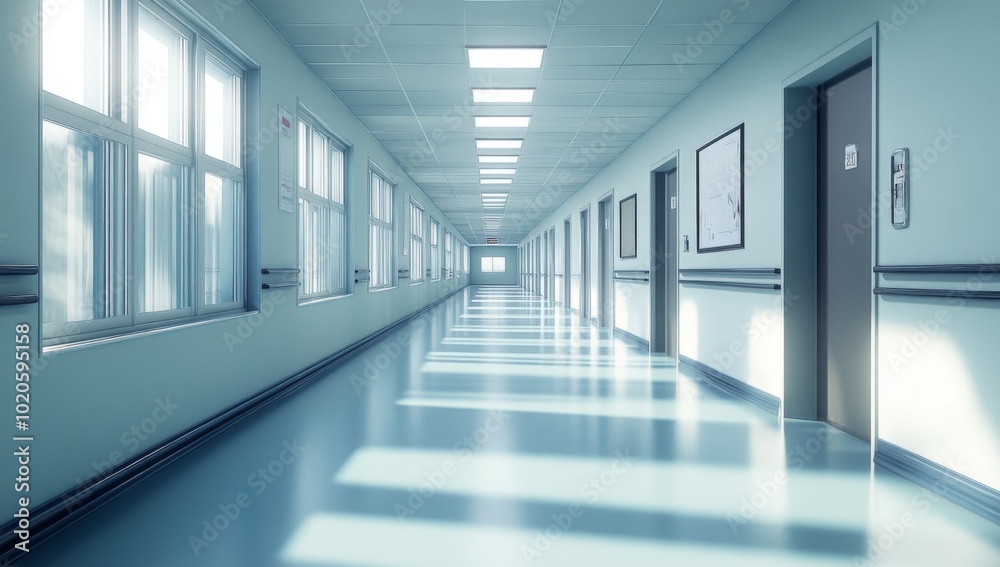 Empty hallway in modern building with bright lights and white walls. Empty hallway in modern building with bright lights and white walls.