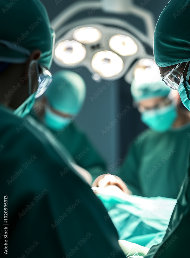 Surgical Team Performing a Life-Saving Operation Under Bright Lights in a Sterile Operating Room Surgical Team Performing a Life-Saving Operation Under Bright Lights in a Sterile Operating Room