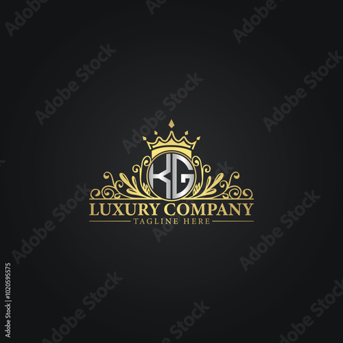 Luxury Crown Logo with Elegant Flourishes and Monogram