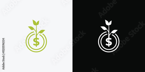 Dollar sprout, Funding logo, Growing money symbol vector illustration
