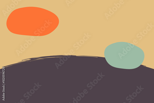 Minimalist Abstract Landscape with Bold Shapes. Organic shapes in earth tones, creating a modern, stylish composition. Vector illustration