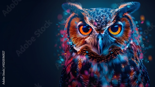 Abstract-style owl with bold geometric pattern. AI generated