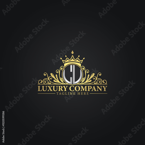 Royal Luxury Company Logo Design with Gold Elements