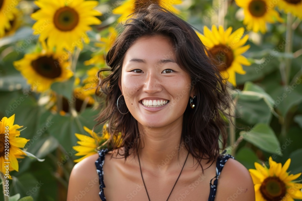woman in a field of sunflowers woman in a field of sunflowers