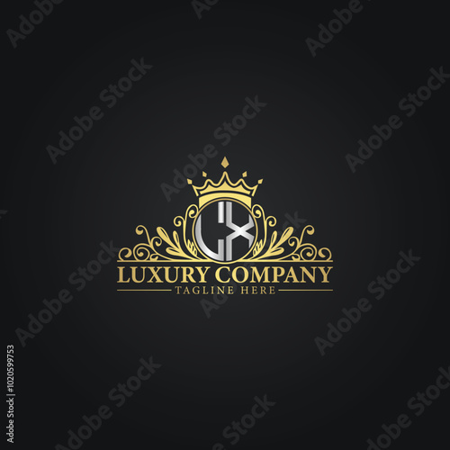 Royal Luxury Company Logo Design with Gold Elements