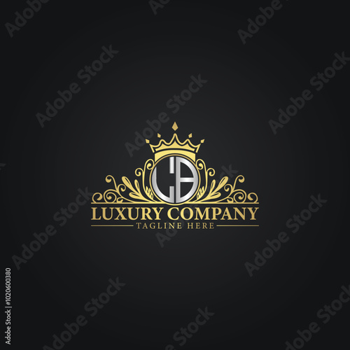 Royal Luxury Company Logo Design with Gold Elements