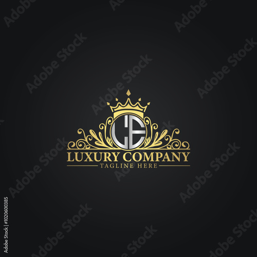 Royal Luxury Company Logo Design with Gold Elements