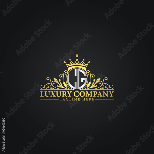 Royal Luxury Company Logo Design with Gold Elements