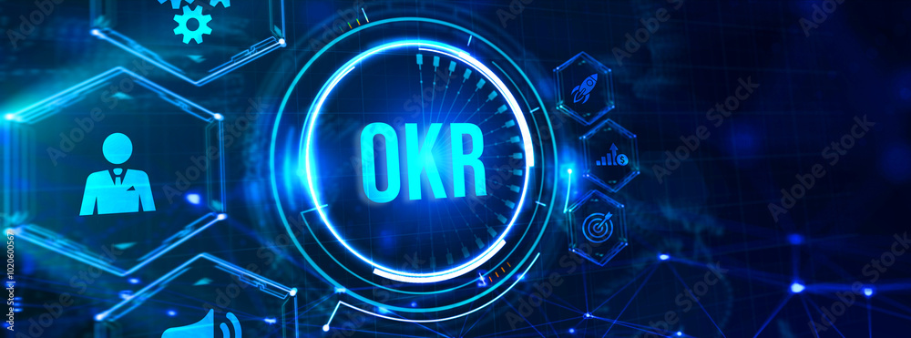 OKR Objectives key results. Business, Technology, Internet and network concept. 3d illustration OKR Objectives key results. Business, Technology, Internet and network concept. 3d illustration