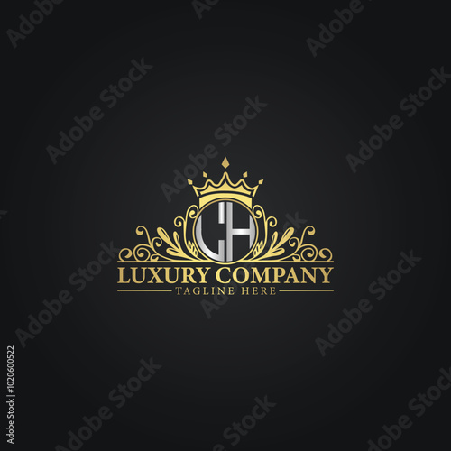 Royal Luxury Company Logo Design with Gold Elements