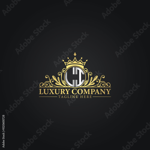 Royal Luxury Company Logo Design with Gold Elements